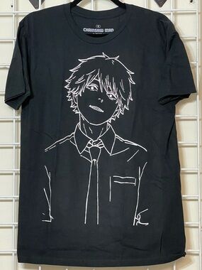 Ripple Junction Chainsaw Man Black Short Sleeve Tee with White Anime Art Sm New